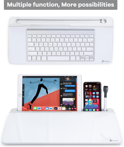 All-in-One Glass Desk Whiteboard Organizer – Notes, Storage & Phone Stand for a Clutter-Free Workspace
