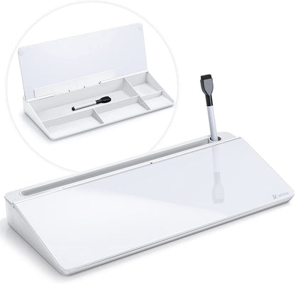 All-in-One Glass Desk Whiteboard Organizer – Notes, Storage & Phone Stand for a Clutter-Free Workspace